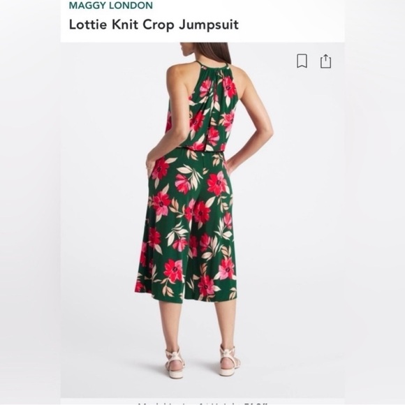 Maggy London Pink and Green Tropical Jumpsuit - Picture 2 of 5